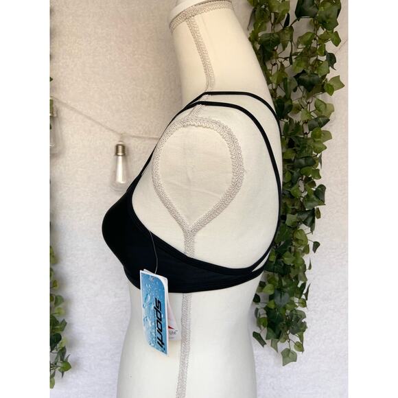 NWT Sporti Black Double Cross Back Bikini and workout Top - Picture 3 of 9